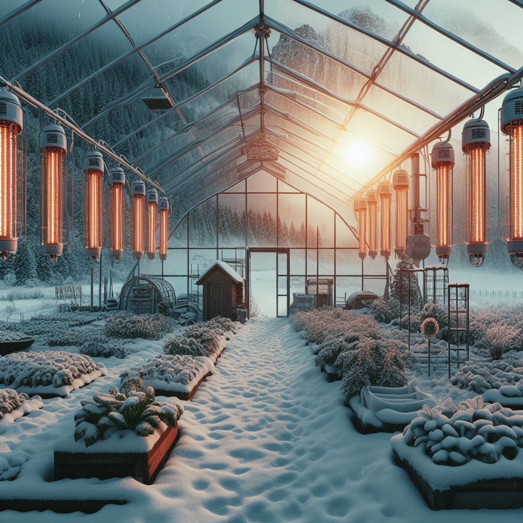 снег на грядках в обогреваемой теплице